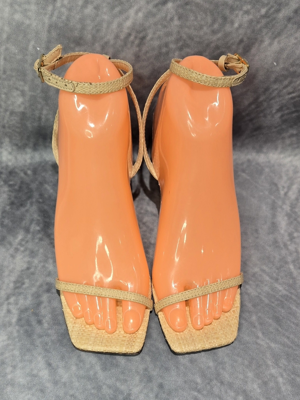 RAYE Tan Strappy Ankle Wrap Sandals